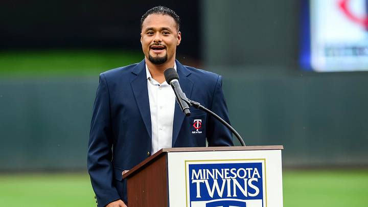 Johan Santana speaks as he is inducted into the Minnesota Twins Hall of Fame. Credit: Jeffrey Becker-USA TODAY Sports Johan Santana speaks as he is inducted into the Minnesota Twins Hall of Fame. Credit: Jeffrey Becker-USA TODAY Sports