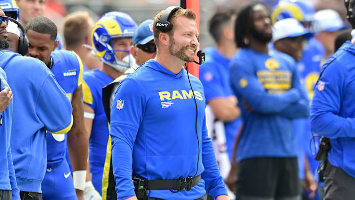 Aug 23, 2025; Cleveland, Ohio, USA; Los Angeles Rams head coach Sean McVay during the second half against the Cleveland Browns at Huntington Bank Field. Mandatory Credit: Ken Blaze-Imagn Images Aug 23, 2025; Cleveland, Ohio, USA; Los Angeles Rams head coach Sean McVay during the second half against the Cleveland Browns at Huntington Bank Field. Mandatory Credit: Ken Blaze-Imagn Images