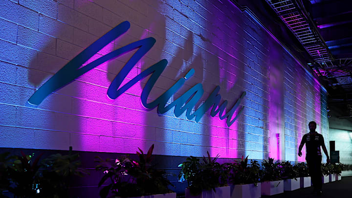 May 2, 2024; Miami Gardens, Florida, USA; People walk through a decorated tunnel in advance of the