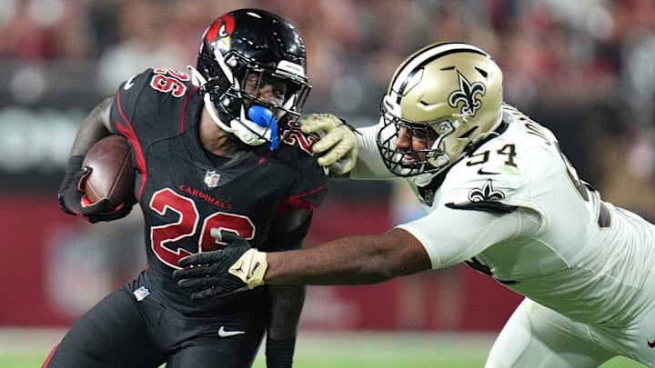 Oct 20, 2022; Glendale, Arizona, United States; Arizona Cardinals running back Eno Benjamin (26)