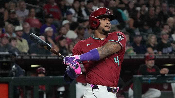 Jul 1, 2026; Phoenix, Arizona, USA; Arizona Diamondbacks second baseman Ketel Marte (4) hits a single against the San Francisco Giants in the fourth inning at Chase Field. Mandatory Credit: Rick Scuteri-Imagn Images Jul 1, 2026; Phoenix, Arizona, USA; Arizona Diamondbacks second baseman Ketel Marte (4) hits a single against the San Francisco Giants in the fourth inning at Chase Field. Mandatory Credit: Rick Scuteri-Imagn Images