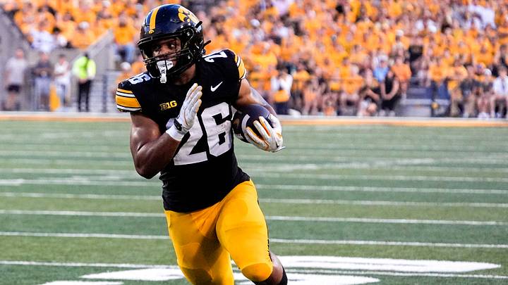 DUPLICATE***Iowa Hawkeyes running back Xavier Williams (26) runs with the ball during a football game against the Massachusetts Minutemen Sept. 13, 2025 at Kinnick Stadium in Iowa City, Iowa. DUPLICATE***Iowa Hawkeyes running back Xavier Williams (26) runs with the ball during a football game against the Massachusetts Minutemen Sept. 13, 2025 at Kinnick Stadium in Iowa City, Iowa.