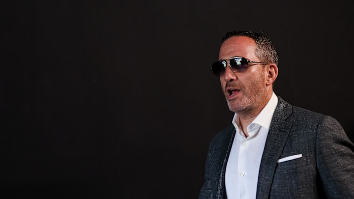 Sep 21, 2025; Philadelphia, Pennsylvania, USA; Philadelphia Eagles general manager Howie Roseman walk out of the team tunnel before a game against the Los Angeles Rams at Lincoln Financial Field. Mandatory Credit: Bill Streicher-Imagn Images