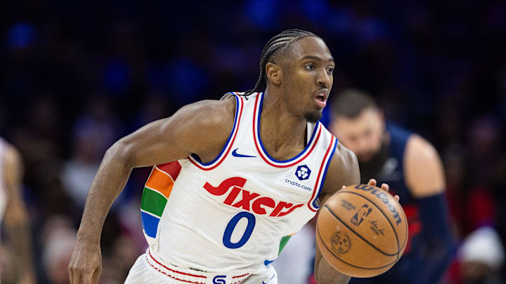 Philadelphia 76ers guard Tyrese Maxey and the Sixers are favored tonight. 