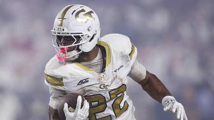 Sep 3, 2026; Atlanta, Georgia, USA; Georgia Tech Yellow Jackets running back Justice Haynes (22) rushes the ball against the Colorado Buffaloes in the first half at Bobby Dodd Stadium at Hyundai Field. Mandatory Credit: Brett Davis-Imagn Images Sep 3, 2026; Atlanta, Georgia, USA; Georgia Tech Yellow Jackets running back Justice Haynes (22) rushes the ball against the Colorado Buffaloes in the first half at Bobby Dodd Stadium at Hyundai Field. Mandatory Credit: Brett Davis-Imagn Images
