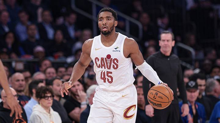 May 21, 2026; New York, New York, USA; Cleveland Cavaliers guard Donovan Mitchell (45) dribbles up court against the New York Knicks during the second quarter of the eastern conference finals of the 2026 NBA playoffs at Madison Square Garden. Mandatory Credit: Vincent Carchietta-Imagn Images May 21, 2026; New York, New York, USA; Cleveland Cavaliers guard Donovan Mitchell (45) dribbles up court against the New York Knicks during the second quarter of the eastern conference finals of the 2026 NBA playoffs at Madison Square Garden. Mandatory Credit: Vincent Carchietta-Imagn Images