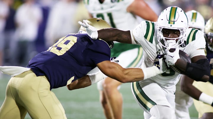 Cartevious Norton (5) is a key addition to the USF backfield after transferring from Charlotte