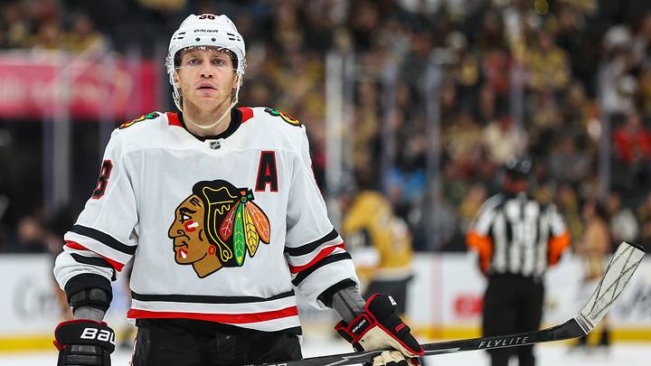 Patrick Kane and the Chicago Blackhawks will host the St. Louis Blues in their 2026-27 home-opener on Tuesday, Oct. 6. Mandatory Credit: Christopher Trim-Imagn Images