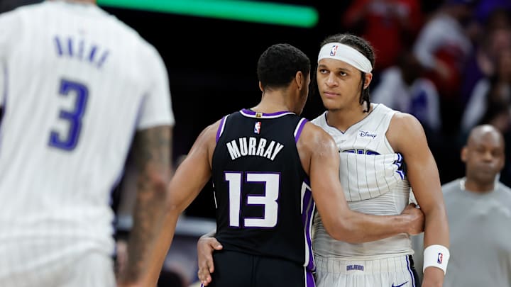 Jan 3, 2024; Sacramento, California, USA; Orlando Magic forward Paolo Banchero (5) and Sacramento