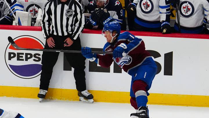 Sep 25, 2026; Denver, Colorado, USA;  Colorado Avalanche right wing T.J. Hughes (13) shoots and scores his third goal goal during the third period against the Winnipeg Jets at Ball Arena.  Mandatory Credit: Ron Chenoy-Imagn Images