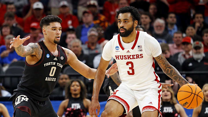 Mar 22, 2024; Memphis, TN, USA;  Nebraska Cornhuskers guard Brice Williams (3) handles the ball