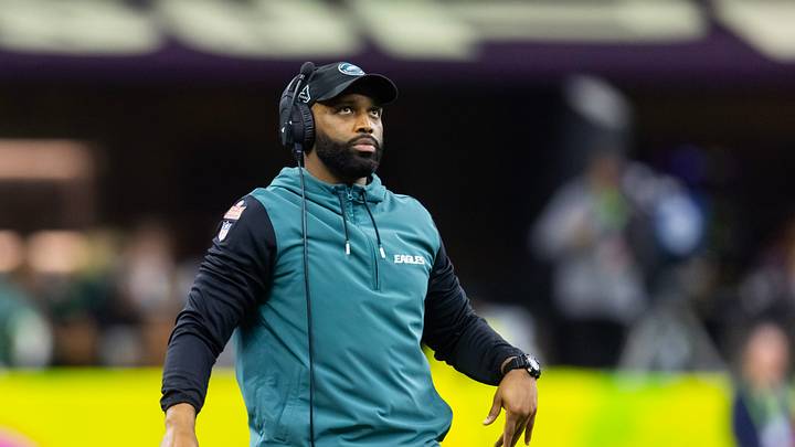 Feb 9, 2025; New Orleans, LA, USA; Philadelphia Eagles  special teams coordinator Michael Clay against the Kansas City Chiefs during Super Bowl LIX at Ceasars Superdome. 
