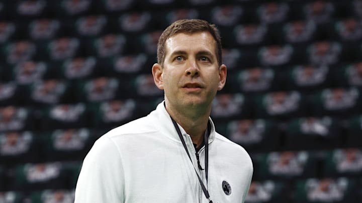 Feb 28, 2025; Boston, Massachusetts, USA; Boston Celtics president of basketball operations Brad Stevens before their game against the Cleveland Cavaliers at TD Garden. Mandatory Credit: Winslow Townson-Imagn Images Feb 28, 2025; Boston, Massachusetts, USA; Boston Celtics president of basketball operations Brad Stevens before their game against the Cleveland Cavaliers at TD Garden. Mandatory Credit: Winslow Townson-Imagn Images