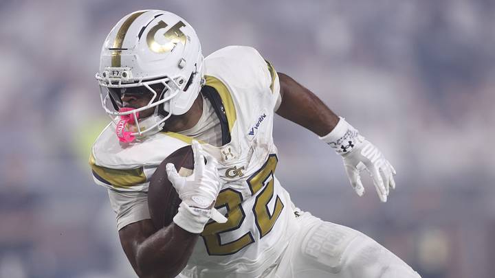 Sep 3, 2026; Atlanta, Georgia, USA; Georgia Tech Yellow Jackets running back Justice Haynes (22) rushes the ball against the Colorado Buffaloes in the first half at Bobby Dodd Stadium at Hyundai Field. Mandatory Credit: Brett Davis-Imagn Images Sep 3, 2026; Atlanta, Georgia, USA; Georgia Tech Yellow Jackets running back Justice Haynes (22) rushes the ball against the Colorado Buffaloes in the first half at Bobby Dodd Stadium at Hyundai Field. Mandatory Credit: Brett Davis-Imagn Images