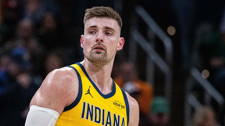 Indiana Pacers center Micah Potter (11) in the second half against the Boston Celtics at Gainbridge Fieldhouse. Indiana Pacers center Micah Potter (11) in the second half against the Boston Celtics at Gainbridge Fieldhouse.