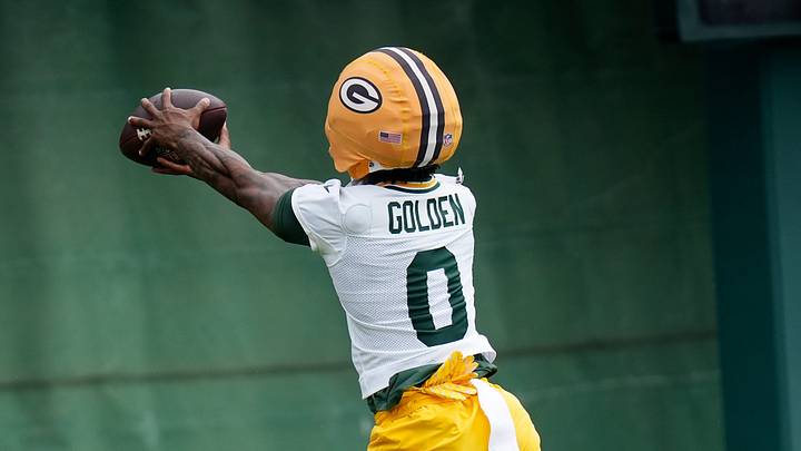 Green Bay Packers wide receiver Matthew Golden (0) runs drills during the first day of a three-day minicamp at the Don Hutson Center in Ashwaubenon, Wisconsin on Tuesday, June 9, 2026.