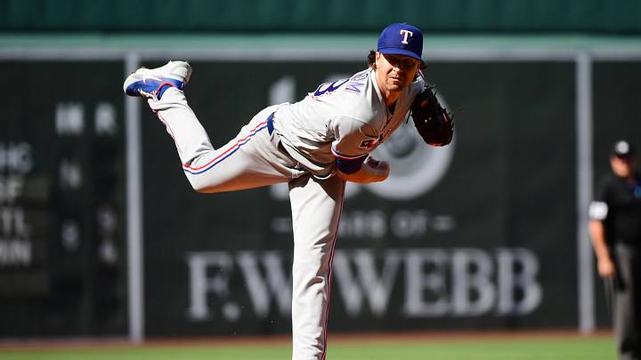 Jun 13, 2026; Boston, Massachusetts, USA; Texas Rangers pitcher Jacob Degrom (48) pitches during the first inning against the Boston Red Sox at Fenway Park. Mandatory Credit: Bob DeChiara-Imagn Images Jun 13, 2026; Boston, Massachusetts, USA; Texas Rangers pitcher Jacob Degrom (48) pitches during the first inning against the Boston Red Sox at Fenway Park. Mandatory Credit: Bob DeChiara-Imagn Images