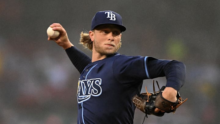 Tampa Bay Rays pitcher Shane Baz held the New York Mets to just three hits in six-plus innings on Sunday. The Rays won 9-0. Tampa Bay Rays pitcher Shane Baz held the New York Mets to just three hits in six-plus innings on Sunday. The Rays won 9-0.
