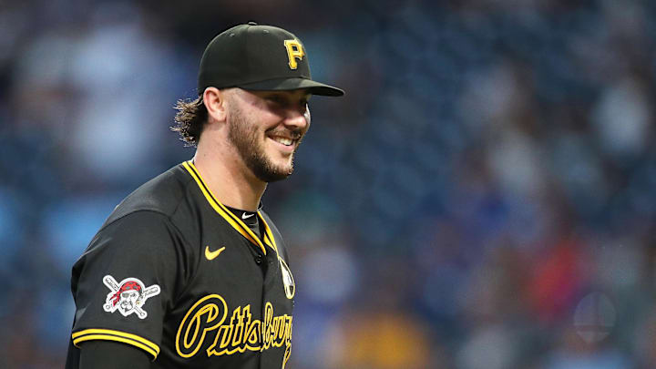 Aug 18, 2025; Pittsburgh, Pennsylvania, USA; Pittsburgh Pirates starting pitcher Paul Skenes (30) reacts after pitching he fifth inning against the Toronto Blue Jays at PNC Park. Mandatory Credit: Charles LeClaire-Imagn Images Aug 18, 2025; Pittsburgh, Pennsylvania, USA; Pittsburgh Pirates starting pitcher Paul Skenes (30) reacts after pitching he fifth inning against the Toronto Blue Jays at PNC Park. Mandatory Credit: Charles LeClaire-Imagn Images