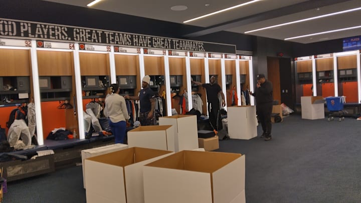 Bears Darrell Taylor and Jake Martin clean out their lockers at Halas Hall after the season ended. The Bears players' expanded locker room remains a positive in the minds' of players polled. Bears Darrell Taylor and Jake Martin clean out their lockers at Halas Hall after the season ended. The Bears players' expanded locker room remains a positive in the minds' of players polled.
