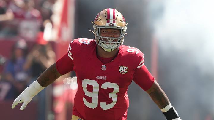 Santa Clara, California, USA; San Francisco 49ers defensive tackle Gracen Halton (93) before the game against the Denver Broncos at Levi's Stadium. Mandatory Credit: Darren Yamashita-Imagn Images Santa Clara, California, USA; San Francisco 49ers defensive tackle Gracen Halton (93) before the game against the Denver Broncos at Levi's Stadium. Mandatory Credit: Darren Yamashita-Imagn Images