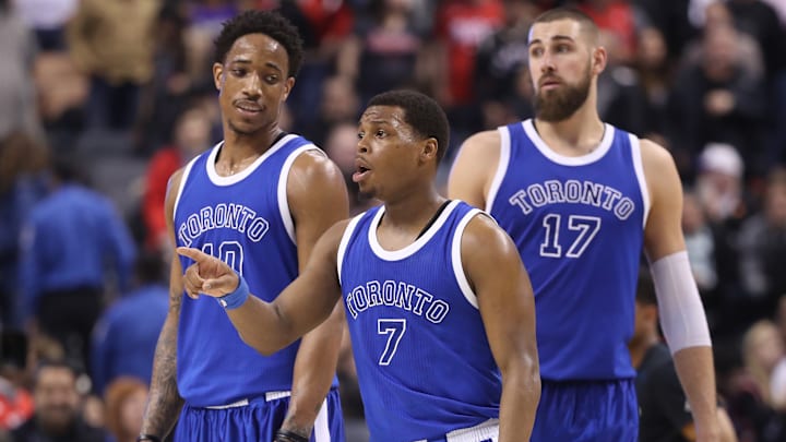 Kyle Lowry, DeMar DeRozan and Jonas Valanciunas, Toronto Raptors