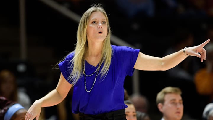 Tennessee Head Coach Kellie Harper calls during a game between Tennessee and Wofford at Thompson-Boling Arena in Knoxville, Tenn., on Tuesday, Dec. 27, 2022.

Kns Lv Basketball Vs Wofford