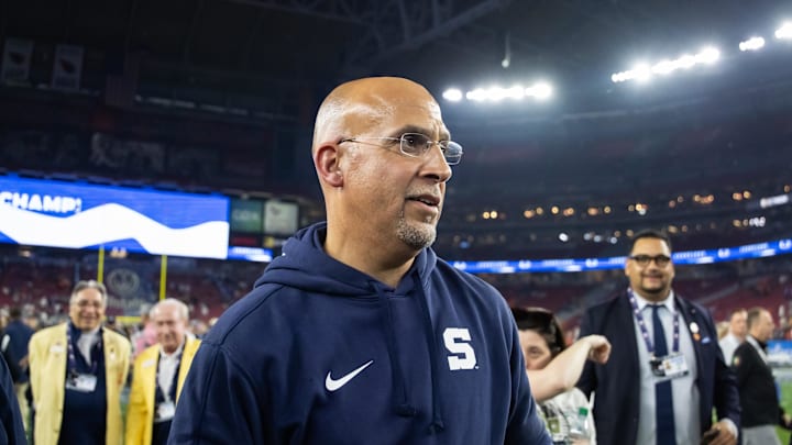 Penn State Nittany Lions head coach James Franklin against the Boise State Broncos in the Fiesta Bowl at State Farm Stadium. 
