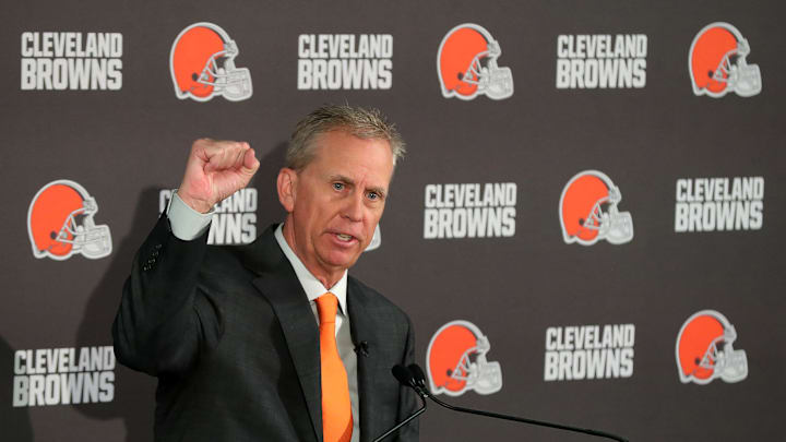 Todd Monken, the new head coach of the Cleveland Browns, discusses how he will approach the game during his introductory press conference at the team's training facility, Feb. 3, 2026.