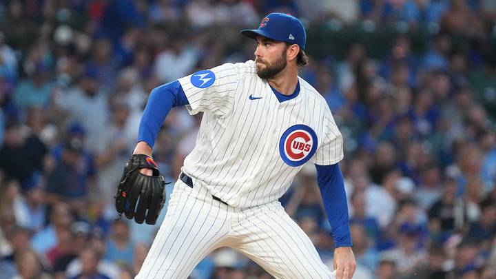 Sep 2, 2026; Chicago, Illinois, USA;  Chicago Cubs pitcher David Peterson (19) throws the ball against the Milwaukee Brewers during the first inning at Wrigley Field.  Mandatory Credit: David Banks-Imagn Images