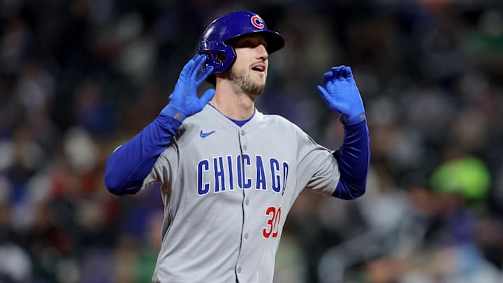 Chicago Cubs right fielder Kyle Tucker (30) reacts as he rounds the bases after hitting a solo home run against the New York Mets during the fourth inning at Citi Field on May 9.