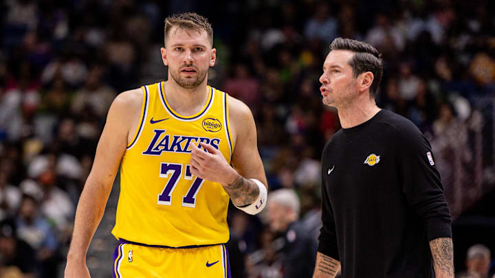 Jan 6, 2026; New Orleans, Louisiana, USA;  Los Angeles Lakers forward/guard Luka Doncic (77) Mandatory Credit: Stephen Lew-Imagn Images