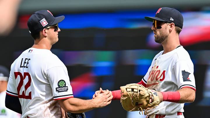  Brooks Lee and Kody Clemens react after defeating the Athletics Credit: Jeffrey Becker-Imagn Images