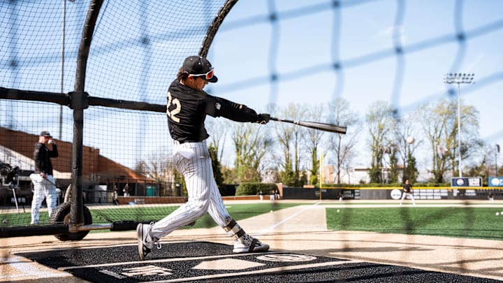 Wake Forest batter warming up before facing Florida State Wake Forest batter warming up before facing Florida State