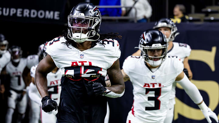 Jan 7, 2024; New Orleans, Louisiana, USA;  Atlanta Falcons cornerback Tre Flowers (33) during