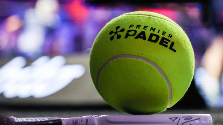 A general view of the tennis ball and a bat during Milano...