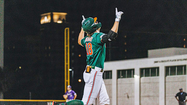Cather Todd Hudson after his first homerun as a Hurricane against Niagara. Cather Todd Hudson after his first homerun as a Hurricane against Niagara.