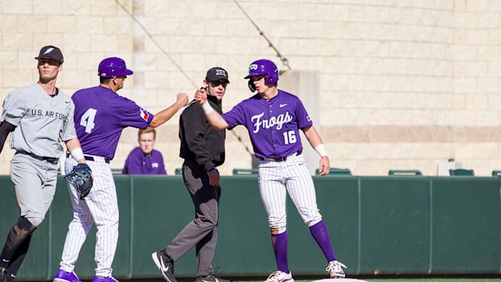 Nolan Traeger on base against Air Force on Wednesday