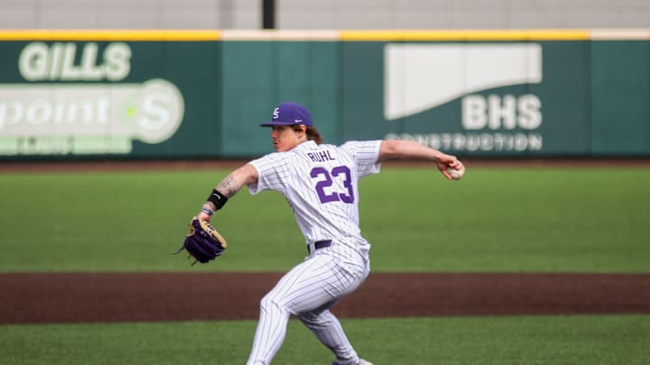 Kansas State RHP Ty Ruhl pitches against Texas Tech last weekend. The Wildcats would sweep the Red Raiders, which heled in Kansas State debuting in the top spot in our inaugural 2025 Big 12 Baseball Power Rankings. Kansas State RHP Ty Ruhl pitches against Texas Tech last weekend. The Wildcats would sweep the Red Raiders, which heled in Kansas State debuting in the top spot in our inaugural 2025 Big 12 Baseball Power Rankings.