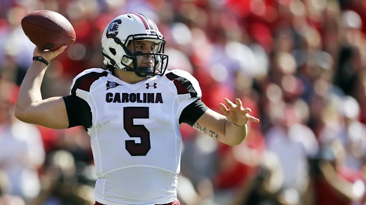 September 10, 2011; Athens, GA, USA; South Carolina quarterback Stephen Garcia (5) drops back to pass in the first quarter against the Georgia Bulldogs at Sanford Stadium. Mandatory Credit: Daniel Shirey-Imagn Images September 10, 2011; Athens, GA, USA; South Carolina quarterback Stephen Garcia (5) drops back to pass in the first quarter against the Georgia Bulldogs at Sanford Stadium. Mandatory Credit: Daniel Shirey-Imagn Images
