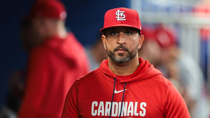 Apr 22, 2026; Miami, Florida, USA; St. Louis Cardinals manager Oliver Marmol (37) looks on against the Miami Marlins during the sixth inning at loanDepot Park. Mandatory Credit: Sam Navarro-Imagn Images Apr 22, 2026; Miami, Florida, USA; St. Louis Cardinals manager Oliver Marmol (37) looks on against the Miami Marlins during the sixth inning at loanDepot Park. Mandatory Credit: Sam Navarro-Imagn Images
