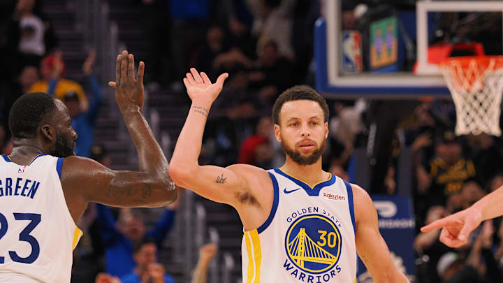 Dec 6, 2023; San Francisco, California, USA; Golden State Warriors forward Draymond Green (23) high