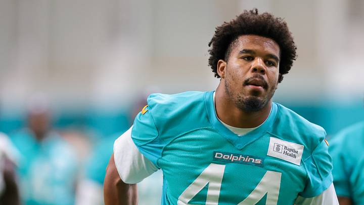 Miami Dolphins edge defender Chop Robinson (44) at the Baptist Health Training Complex during training camp. Miami Dolphins edge defender Chop Robinson (44) at the Baptist Health Training Complex during training camp.