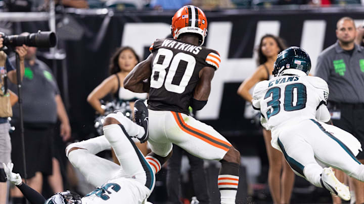 Aug 17, 2023; Philadelphia, Pennsylvania, USA; Cleveland Browns wide receiver Austin Watkins Jr.
