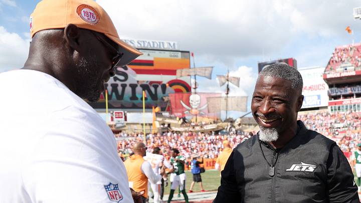 Tampa Bay Buccaneers head coach Todd Bowles and New York Jets head coach Aaron Glenn