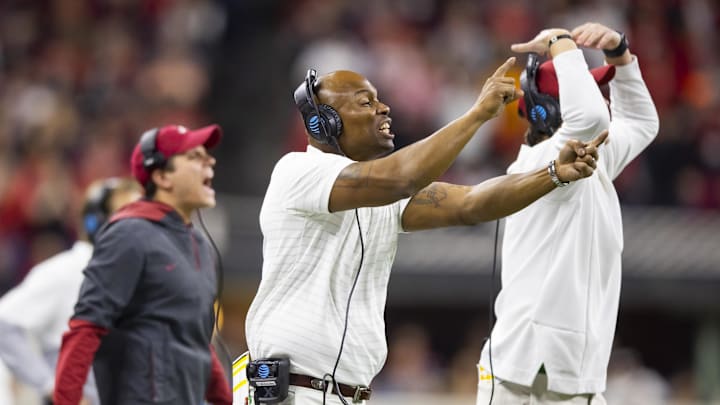 Jan 10, 2022; Indianapolis, IN, USA; Alabama Crimson Tide wide receivers coach Holmon Wiggins