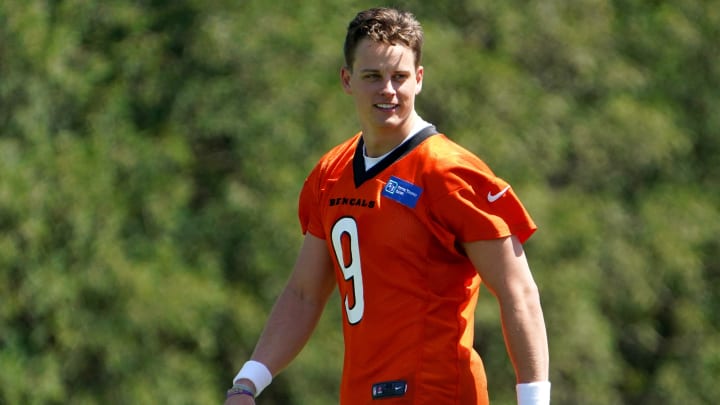 Cincinnati Bengals quarterback Joe Burrow (9) smiles during practice, Tuesday, May 17, 2022, at the Paul Brown Stadium practice fields in Cincinnati.
Cincinnati Bengals Practice May 17 0095 Cincinnati Bengals quarterback Joe Burrow (9) smiles during practice, Tuesday, May 17, 2022, at the Paul Brown Stadium practice fields in Cincinnati.
Cincinnati Bengals Practice May 17 0095