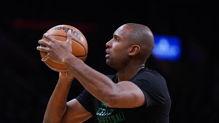 Apr 29, 2025; Boston, Massachusetts, USA; Boston Celtics center Al Horford (42) warms up before game five of first round for the 2025 NBA Playoffs against the Orlando Magic at TD Garden. Mandatory Credit: David Butler II-Imagn Images Apr 29, 2025; Boston, Massachusetts, USA; Boston Celtics center Al Horford (42) warms up before game five of first round for the 2025 NBA Playoffs against the Orlando Magic at TD Garden. Mandatory Credit: David Butler II-Imagn Images