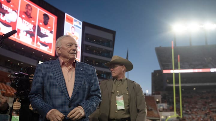 Dallas Cowboys owner and general manager Jerry Jones attends the Big 12 football game between Texas