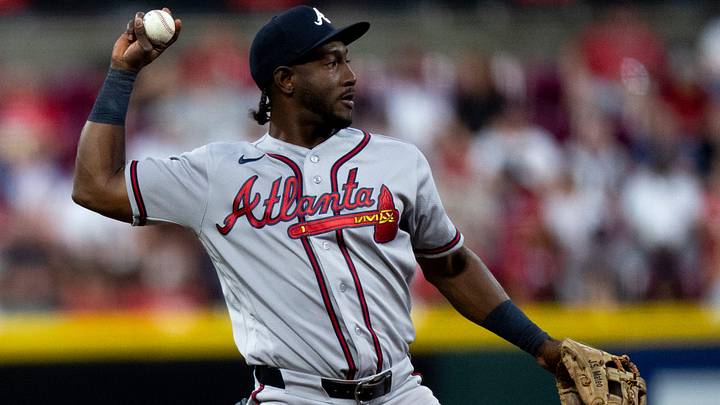 Atlanta Braves shortstop Jorge Mateo (2) pitches in the sixth inning between the Atlanta Braves and Cincinnati Reds at Great American Ball Park in Cincinnati on Saturday, May 30, 2026.